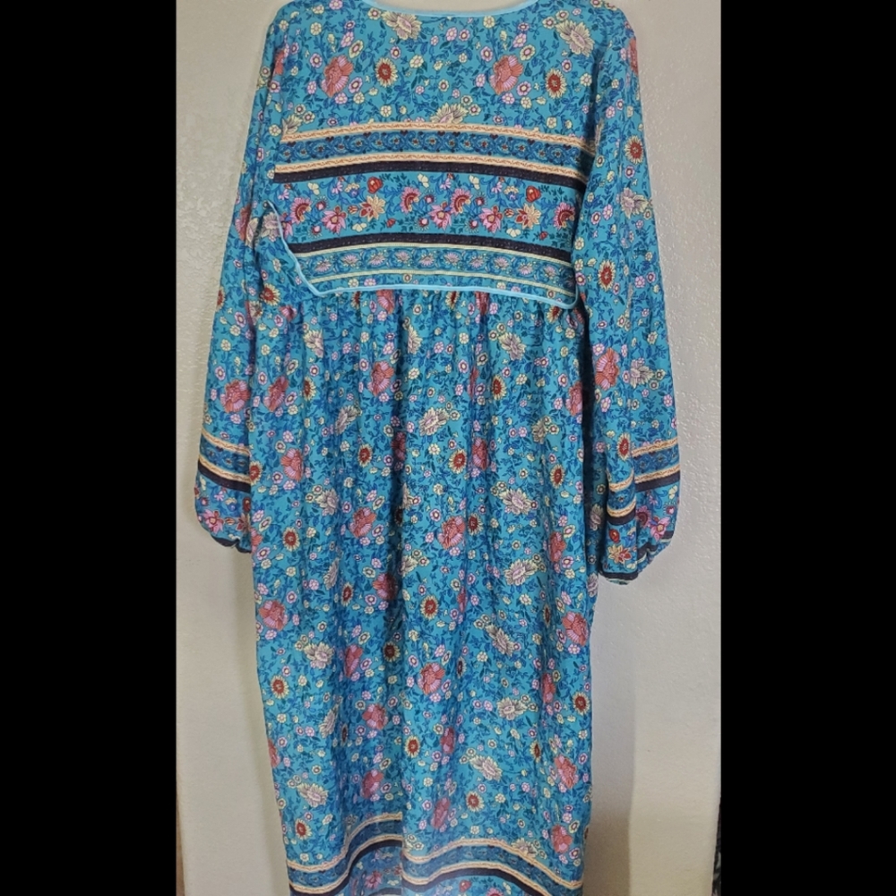 Bohemian Peasant Hippie Floral Maxi Dress XXL - Picture 5 of 5